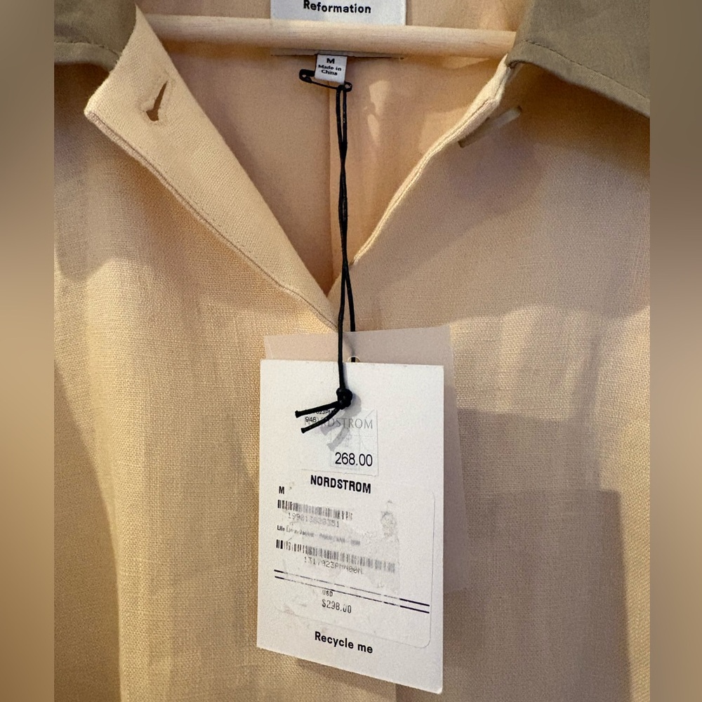 Reformation Lila Linen Jacket In Parmesan Size M Oversized NWT - Picture 4 of 9